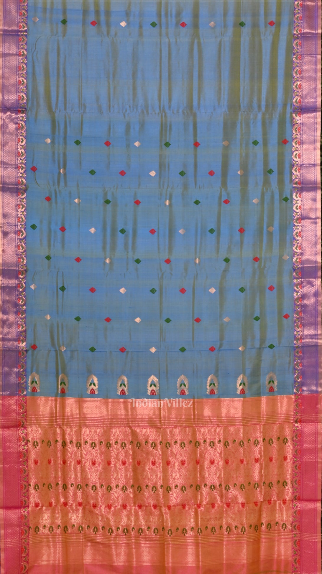 Sky Blue Handwoven Baluchari Silk Saree
