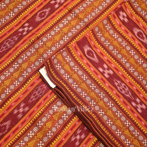Maroon Dobby Pasapali Sambalpuri Ikat Cotton Fabric