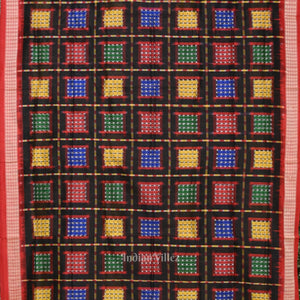 Black with Multicolor Ashwini Odisha Ikat Sambalpuri Silk Saree