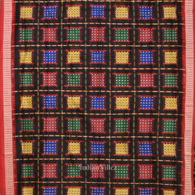 Black with Multicolor Ashwini Odisha Ikat Sambalpuri Silk Saree