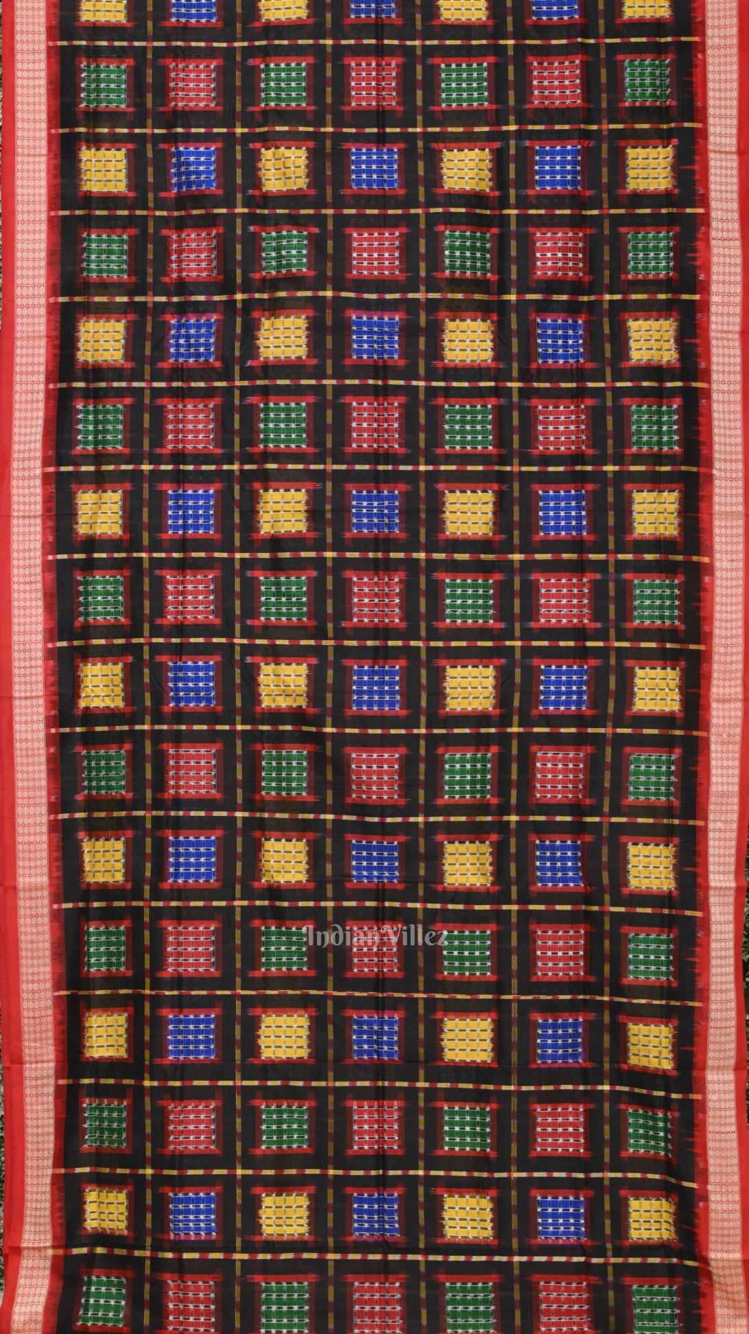 Black with Multicolor Ashwini Odisha Ikat Sambalpuri Silk Saree