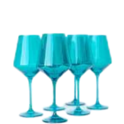 Estelle Colored Wine Stemware - Set of 6 {Teal}