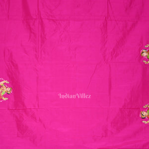 Rani Pink Shree Jagannath Hand-Painted Pattachitra Saree