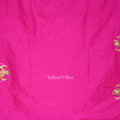 Rani Pink Shree Jagannath Hand-Painted Pattachitra Saree