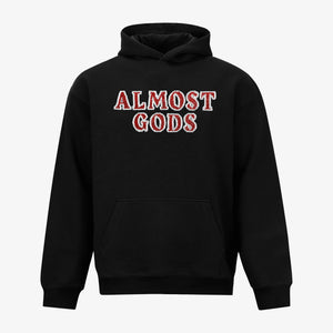 ALMOST GODS | HAND EMBROIDERED KARDANA LOGO HOODIE { BLACK