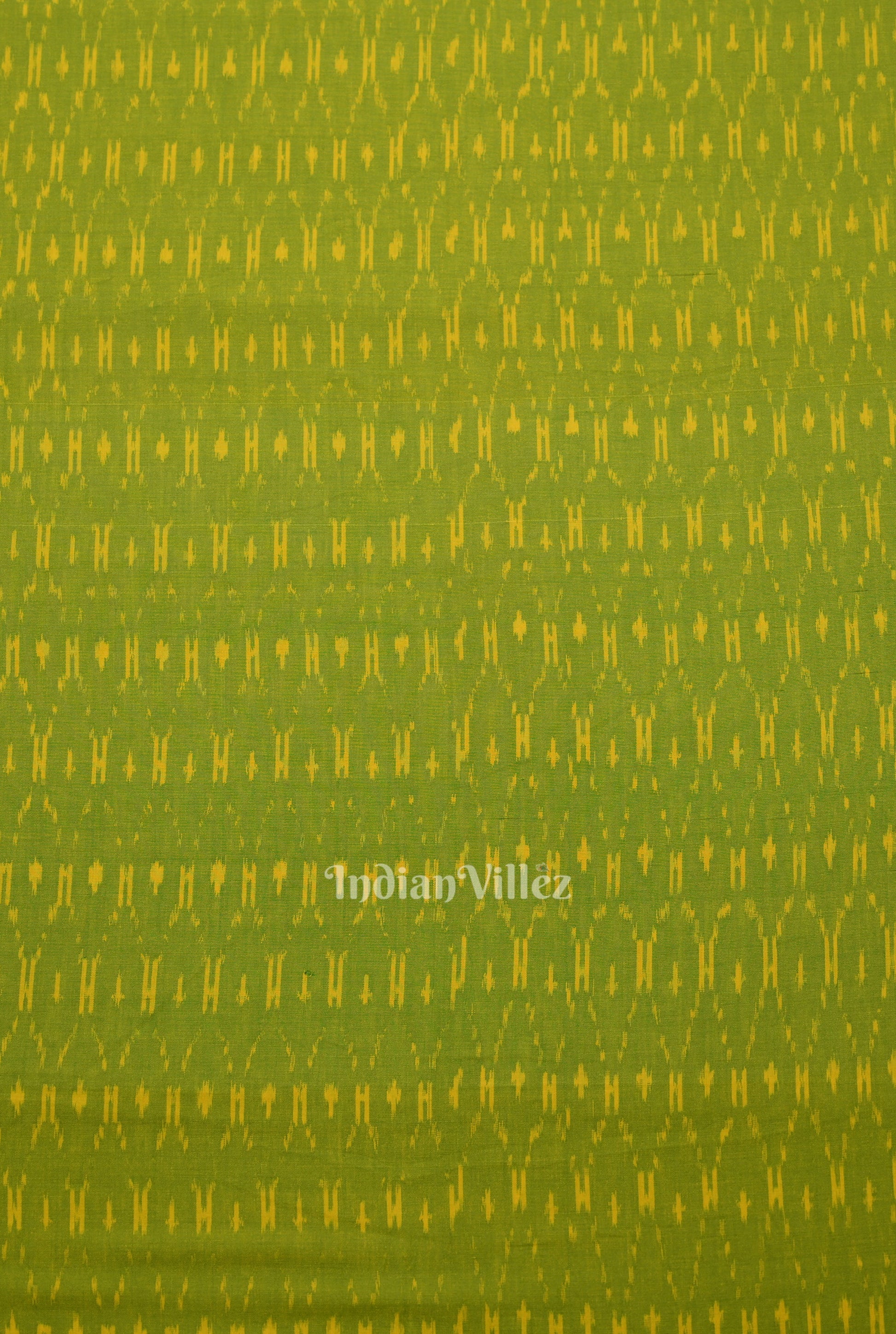 Green Handwoven Pochampally Ikat Cotton Fabric