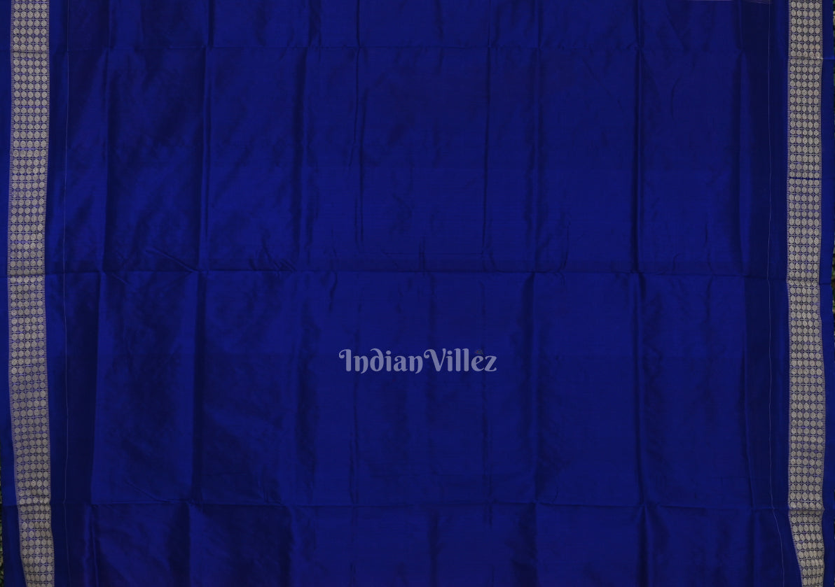 Red with Royal Blue Odisha Ikat Sambalpuri Silk Saree