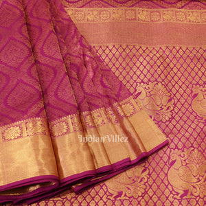 Magenta Pure Brocade with Golden Border Kanjivaram Silk Saree