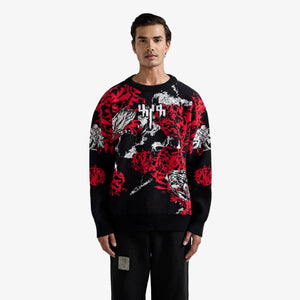 F A R A K | HALLUCINATION KNITTED SWEATSHIRT { BLACK/RED