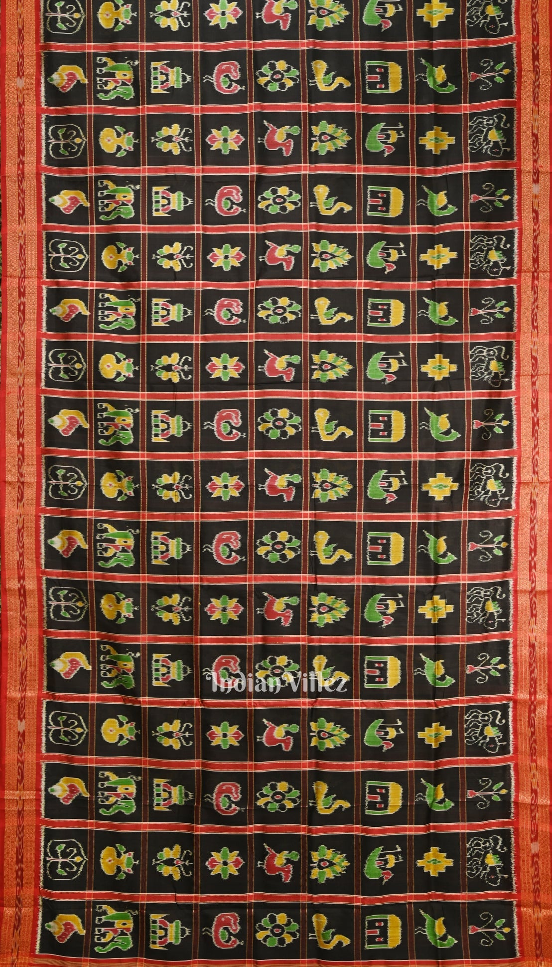 Black Nabakothi Odisha Ikat Khandua Silk Saree