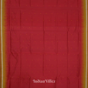 Red Yellow Single Butta Design Odisha Ikat Bomkai Silk Saree