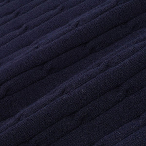 SPORTY & RICH | SERIF LOGO MINI CABLE SKIRT { NAVY