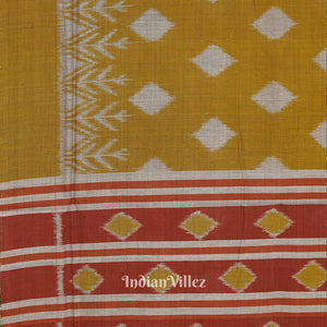 Mustard Yellow Maniabandha Theme Cotton Saree