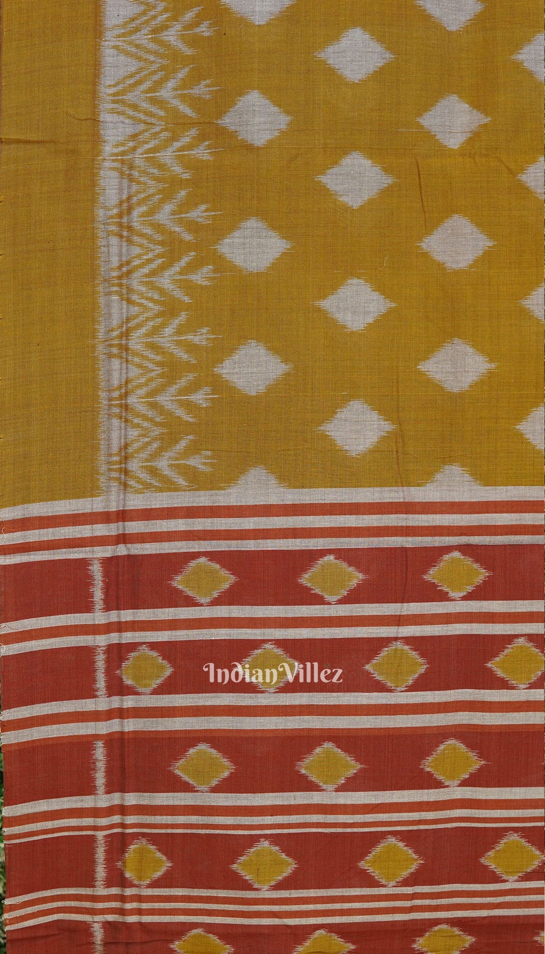 Mustard Yellow Maniabandha Theme Cotton Saree