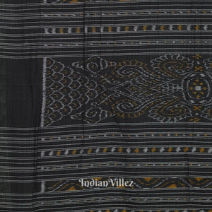 Black Nabarangi Sambalpuri Cotton Saree with Double Anchal