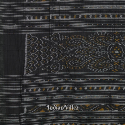 Black Nabarangi Sambalpuri Cotton Saree with Double Anchal
