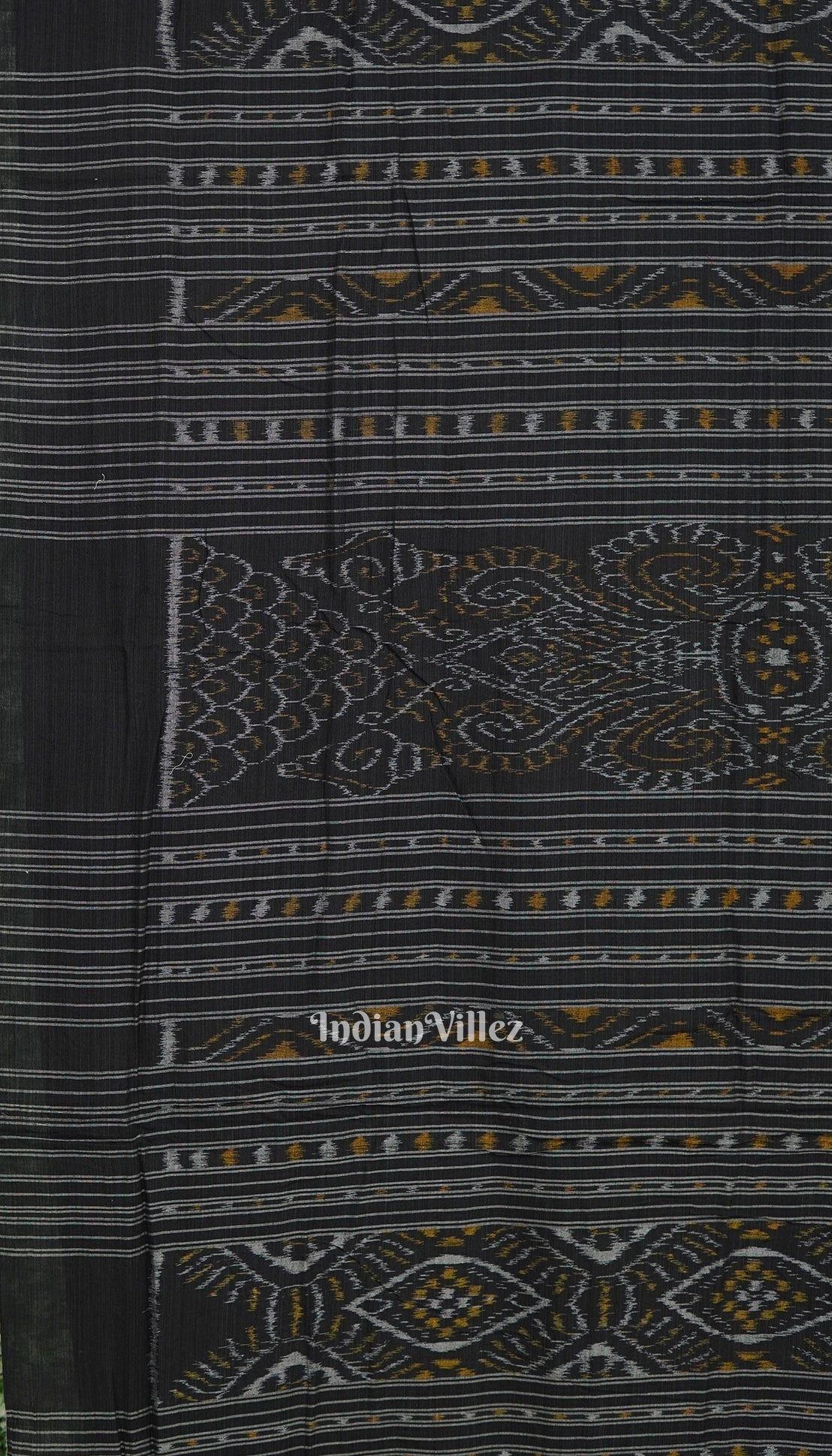 Black Nabarangi Sambalpuri Cotton Saree with Double Anchal