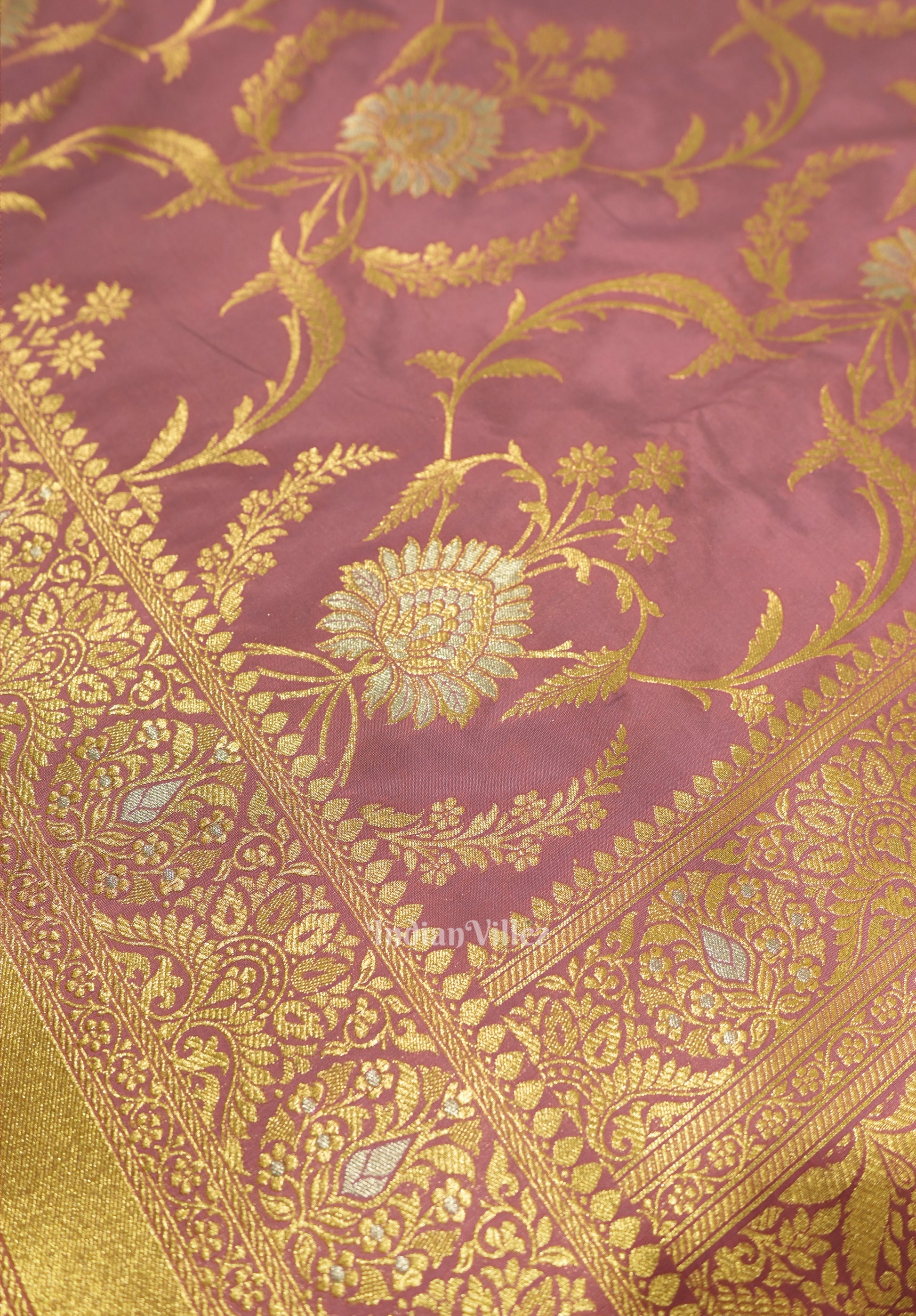 Rose Pink Meenakari Banarasi Katan Silk Saree