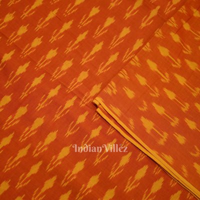 Deep Orange Handwoven Pochampally Ikat Cotton Fabric