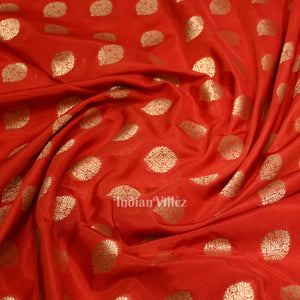 Candy Apple Red Soft Pure Mashru Satin Silk Banarasi Saree