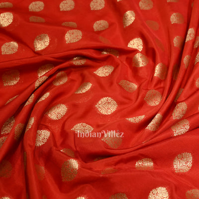 Candy Apple Red Soft Pure Mashru Satin Silk Banarasi Saree