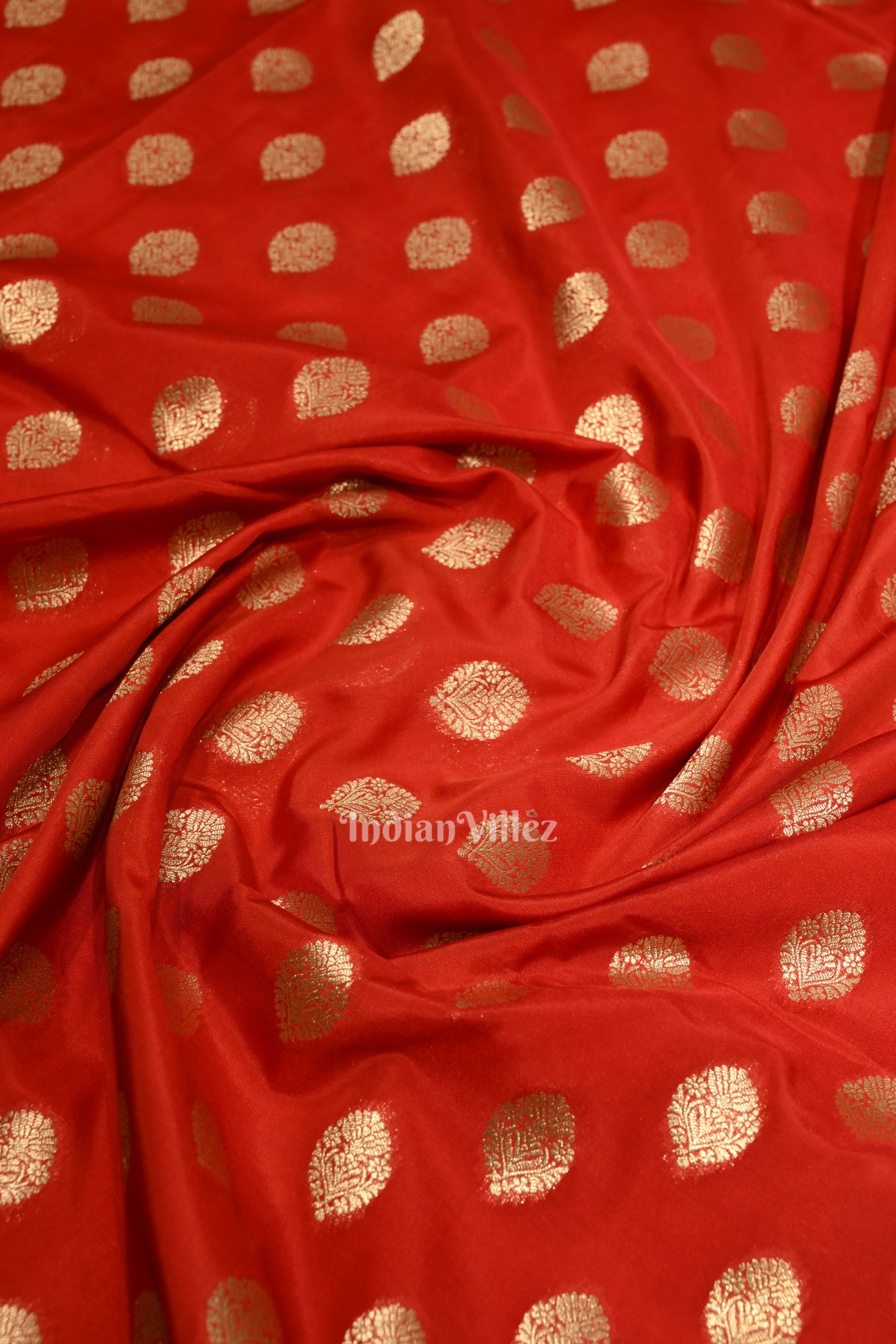 Candy Apple Red Soft Pure Mashru Satin Silk Banarasi Saree