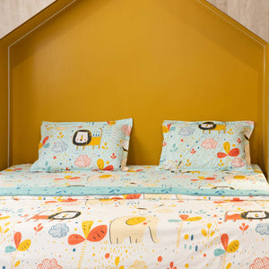 Microfiber Cotton Reversible Dohar / AC Blanket for Bedroom - Lion King Off White