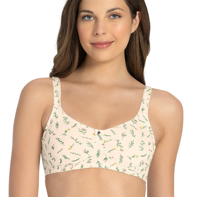Magic Shaper Non Padded Non Wired Support Bra - Pearled Ivory Print