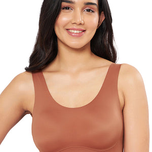 Skins Solid Non Padded Non-Wired Scoop Neck Cami Bra - Caramel Nude