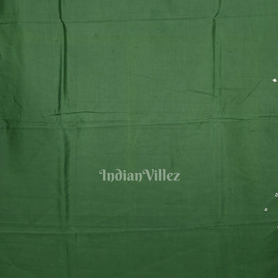 Green Ramayana Theme Hand-Painted Pattachitra Saree