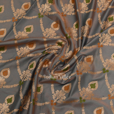 Light Blue Peach Dual Tone Meenakari Pure Mashru Satin Silk Banarasi Saree