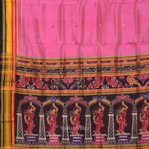 Pink Kathiphera Odisha Ikat Khandua Silk Saree with Nartaki Pallu