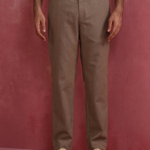 trueBrowns Men's Beige Cotton Twill Pant
