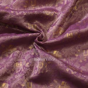 Woven Golden Border Lavender Purple Banarasi Katan Tissue Saree