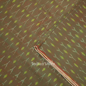 Moss Green Dual Tone Geometric Handwoven Pochampally Ikat Cotton Fabric