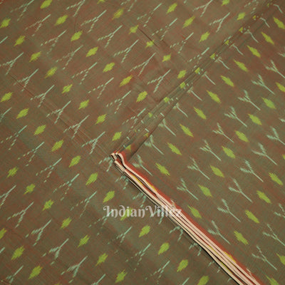 Moss Green Dual Tone Geometric Handwoven Pochampally Ikat Cotton Fabric
