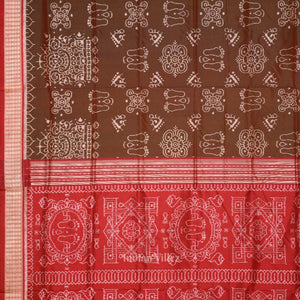 Maroon Dual Tone Jhoti Theme Odisha Handloom Sambalpuri Silk Saree