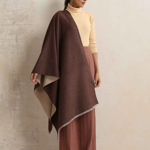 trueBrowns Dark Brown Reversible Woollen Stole