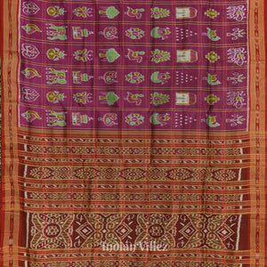 Purple Nabakothi Theme Odisha Ikat Khandua Silk Saree