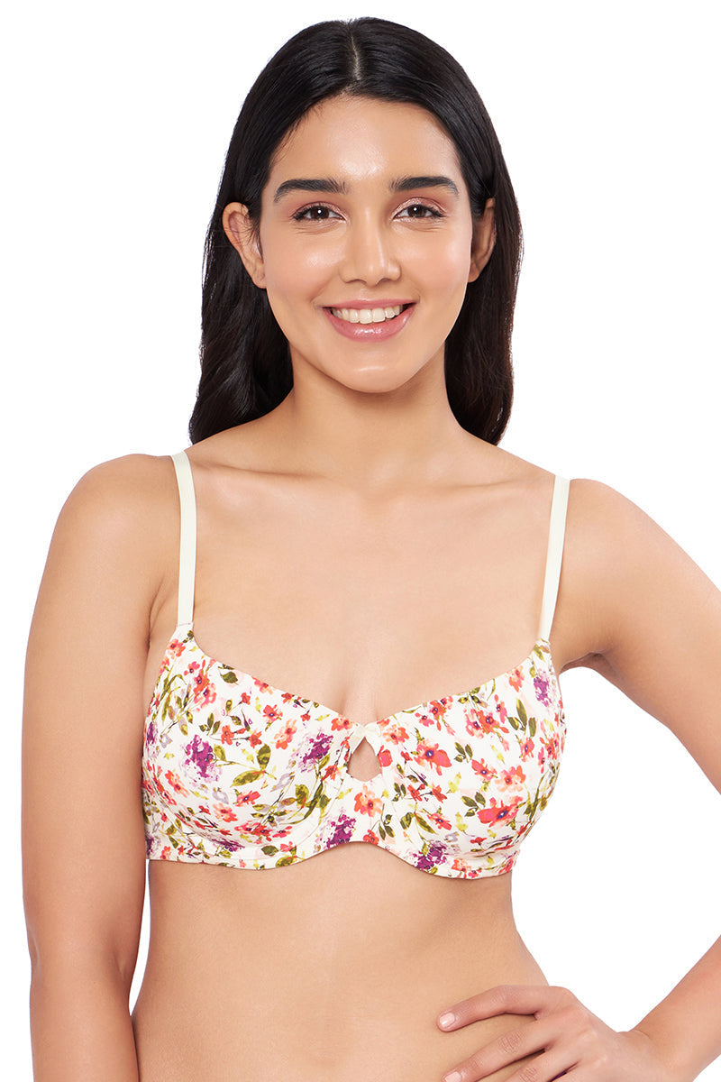 Elegant Dream Padded Wired T-shirt Bra - Watercolour Ditsy Floral Print