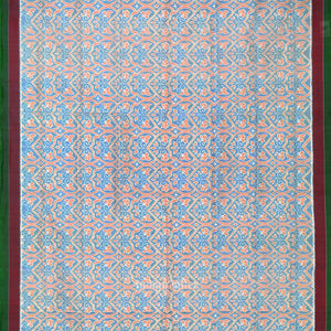 Exclusive Ocean Blue Floral Theme Sambalpuri Silk Saree