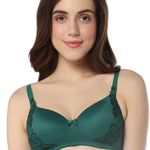 Floral Chic Padded Non-Wired Bra - Botanical Garden & Black