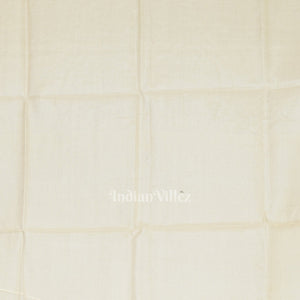 White Tussar Floral Motif Hand Embroidered Saree