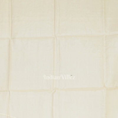 White Tussar Floral Motif Hand Embroidered Saree
