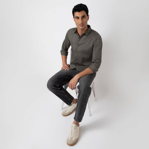 Self-Checkered Semi-Formal Shirt