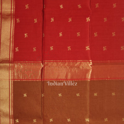 Caramel Butta Design Pure Silk Cotton Maheshwari Saree with Zari Border