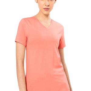 Energize Short Sleeve V-Neck Active T-Shirt - Coral Almond