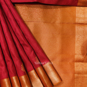 Cherry Red Pure Kanjivaram Silk Saree with Zari Brocade
