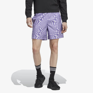 Adidas Originals | REKIVE ALLOVER PRINT SHORTS  { WHITE/PURPLE RUSH