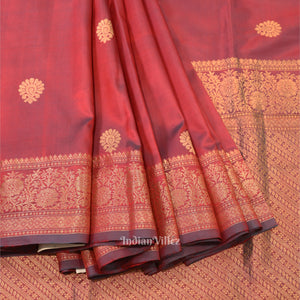 Rust Red Designer Katan Banarasi Silk Saree